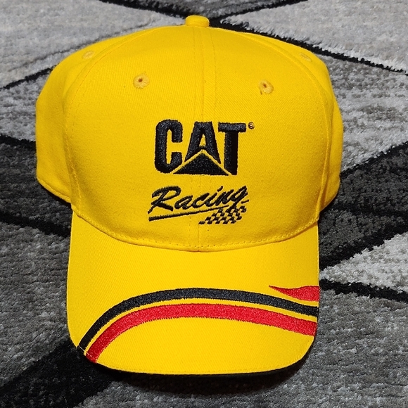 CAT RACING EMBROIDERED YELLOW & BLACK CATERPILLAR INC. CAP HAT - Picture 1 of 11